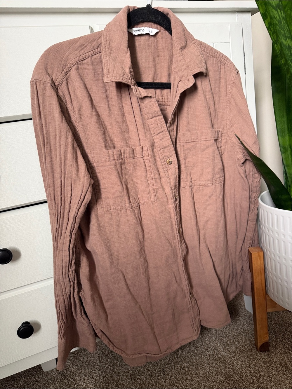 Sonoma Dusty Brown Button-Up Shirt